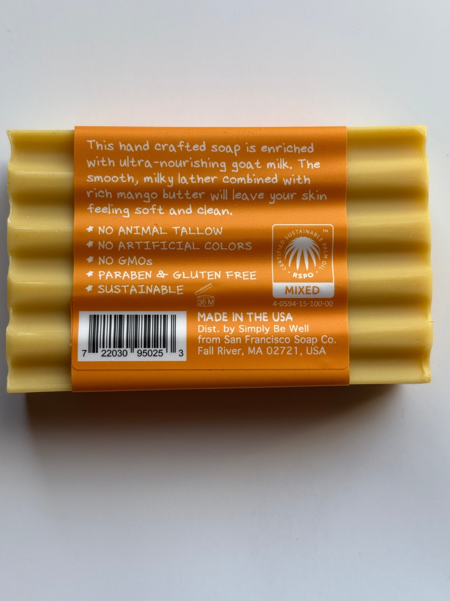 Simply Be Well Goat Milk Soap – Creamy Mango Scent with Mango Butter (4 oz Bar)