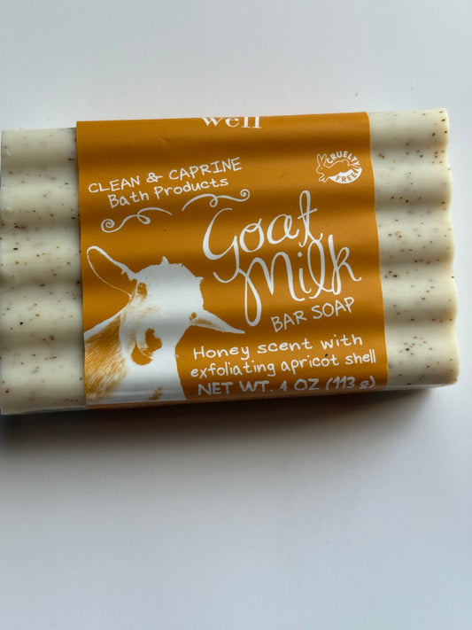 Simply Be Well Goat Milk Soap – Honey Scent with Exfoliating Apricot Shell (4 oz Bar)